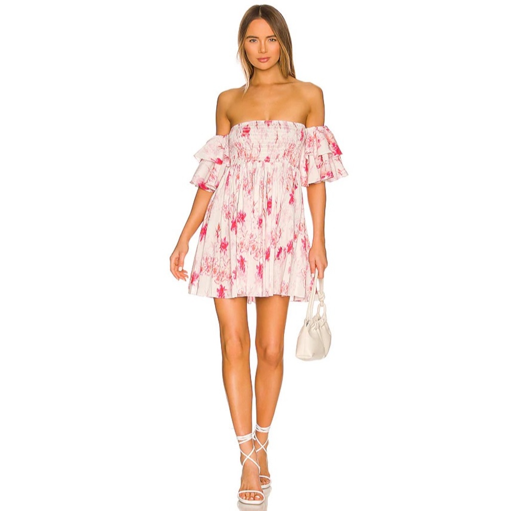 NWT Misa Los Angeles Dina Shirred Ruffle Mini Dress - Picture 4 of 12